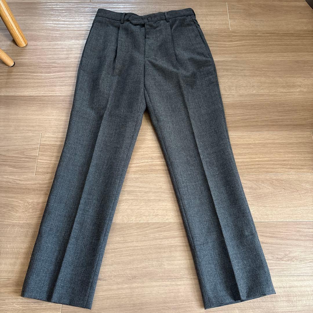 INCOTEX ダークグレー スラックス 100%ウール