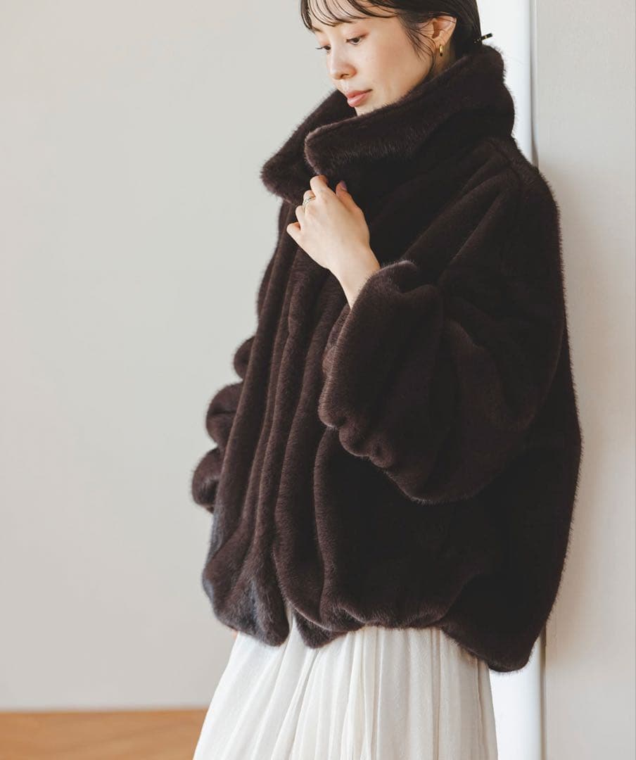 ❤︎最終値下げ❤︎NOBLE❤︎エコファースタンドカラーミドルブルゾン❤︎新品タグ付❤︎