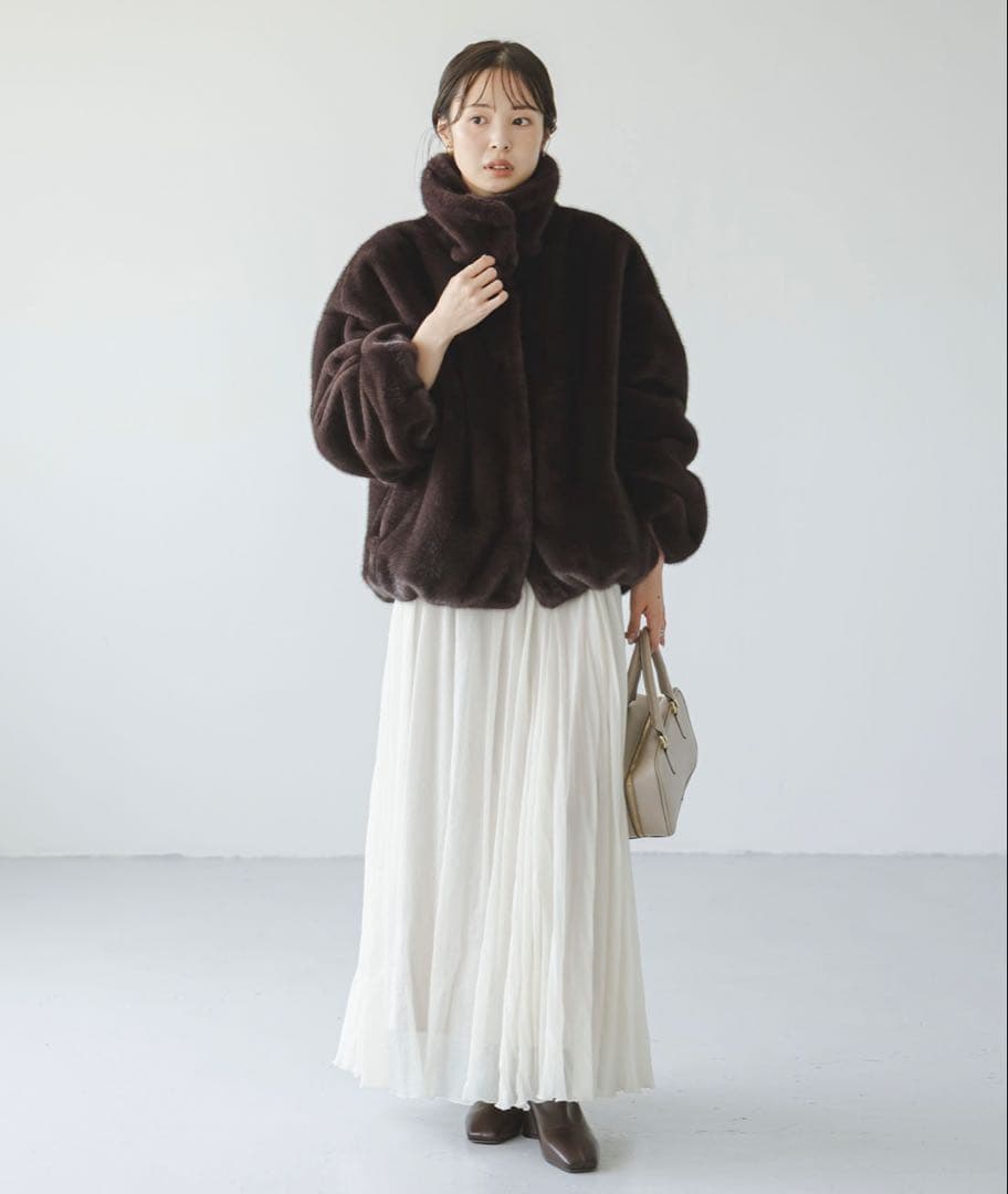 ❤︎最終値下げ❤︎NOBLE❤︎エコファースタンドカラーミドルブルゾン❤︎新品タグ付❤︎