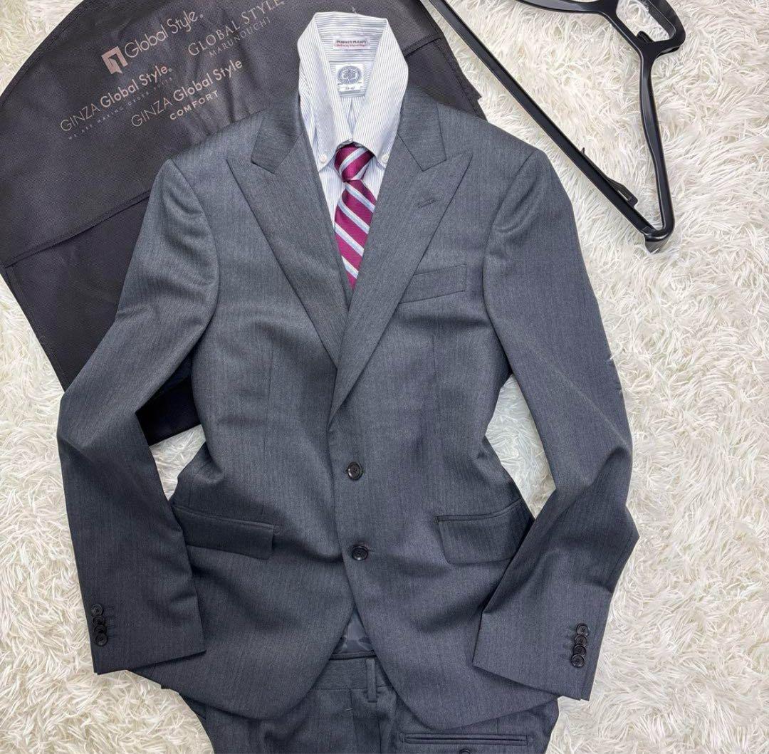 未使用★現行★ゼニア×銀座グローバルスタイル スーツ グレー 3P M位