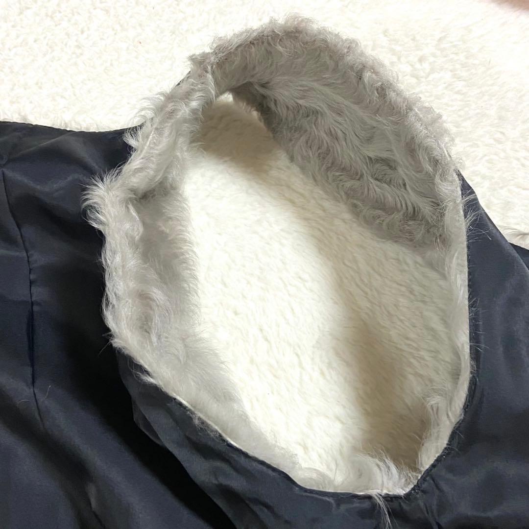 毛皮 ラム リアルファー ロングベスト グレー Lサイズ相当