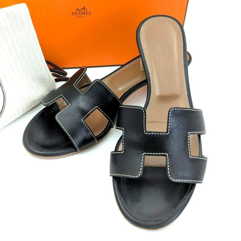 【美品】HERMES エルメス オアジス ミュール サンダル ブラック