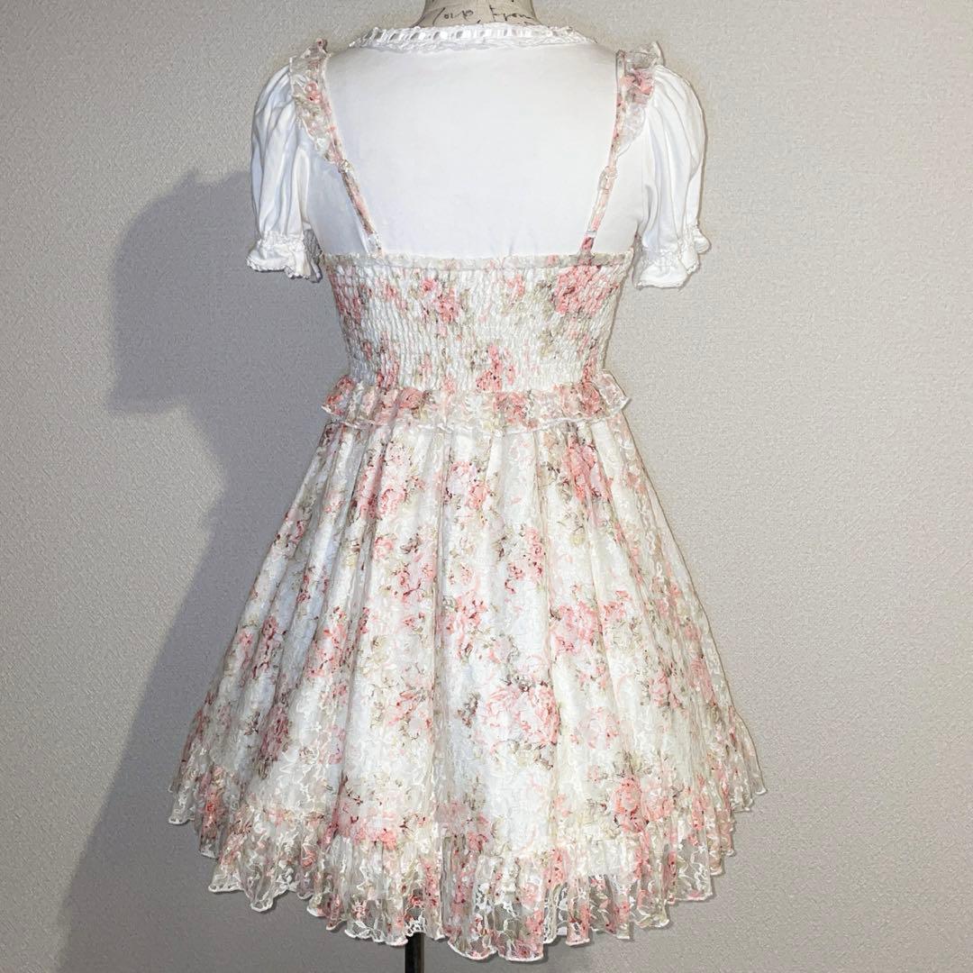 00s 希少 LIZLISA ビスチェ型 総レースローズキャミワンピ 姫ロリ