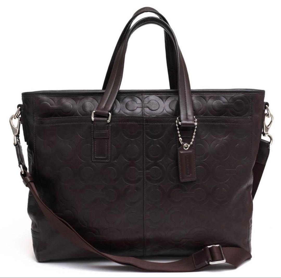 美品　COACH コーチ70253 オプアートビジネスバッグ　2way A4 茶