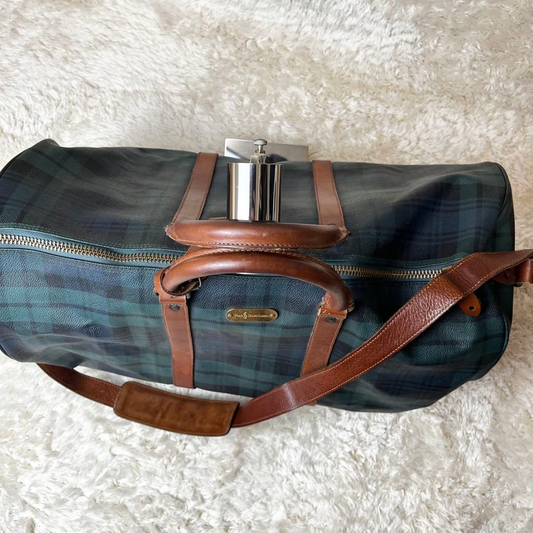 ポロラルフローレン　ボストンバッグ　2way チェック　金具　ショルダー　大容量