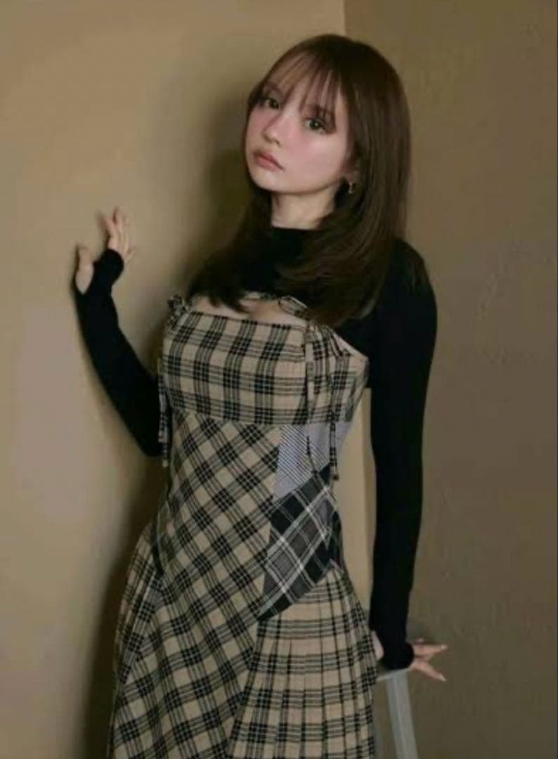 ワンピース and mary Nadia check long dress beige