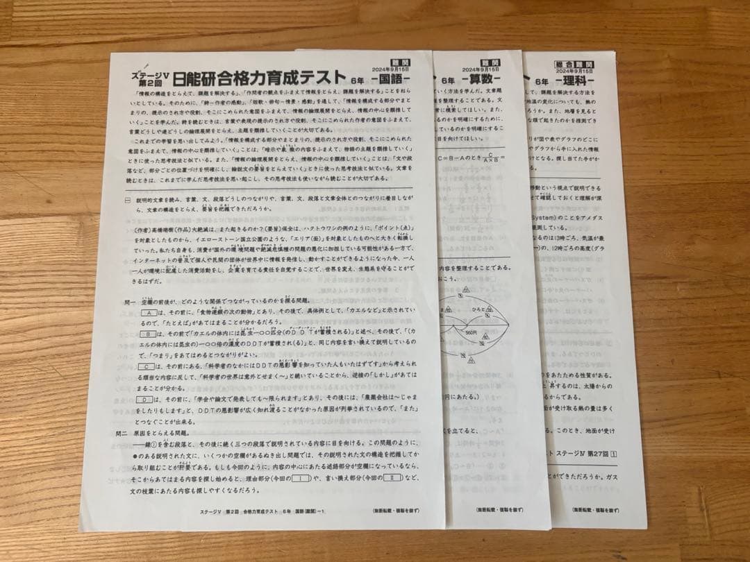 日能研　2024年　6年生　後期　 合格力育成テスト難関