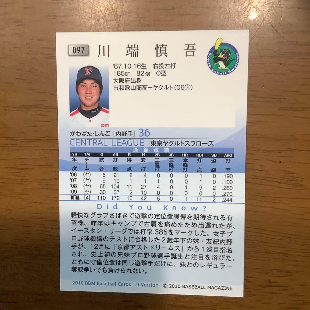 ヤクルト　川端慎吾　背番号36番　2010年ベースボールカード