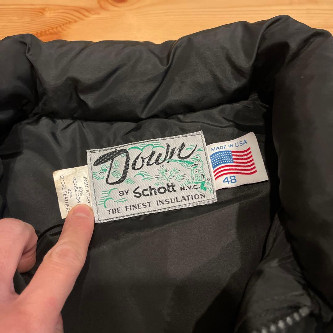 ショット　レザーベストパフィージャケット　USA製 80s XL〜XXL