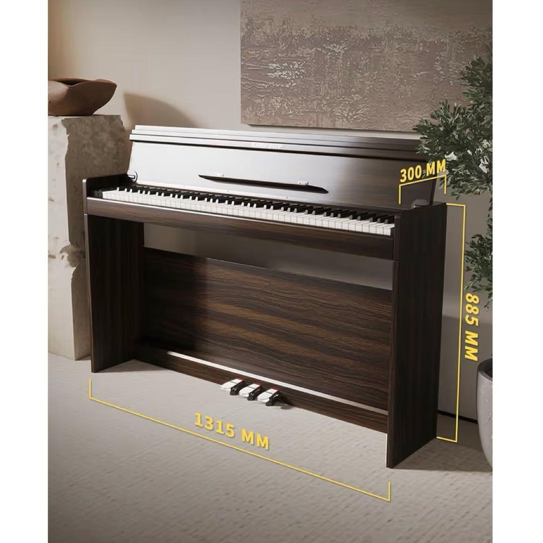 電子ピアノ ハンマーアクション 88鍵盤 木製 電子ピアノ 自動で蓋が閉まる 黒