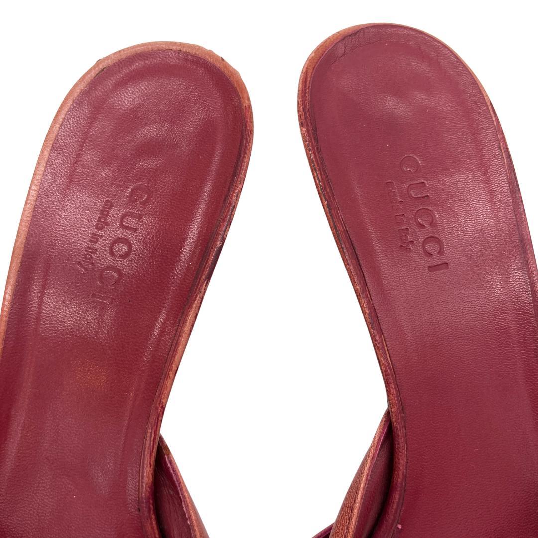 GUCCI グッチ レザー ミュール サンダル ロゴチャーム付 23.5cm