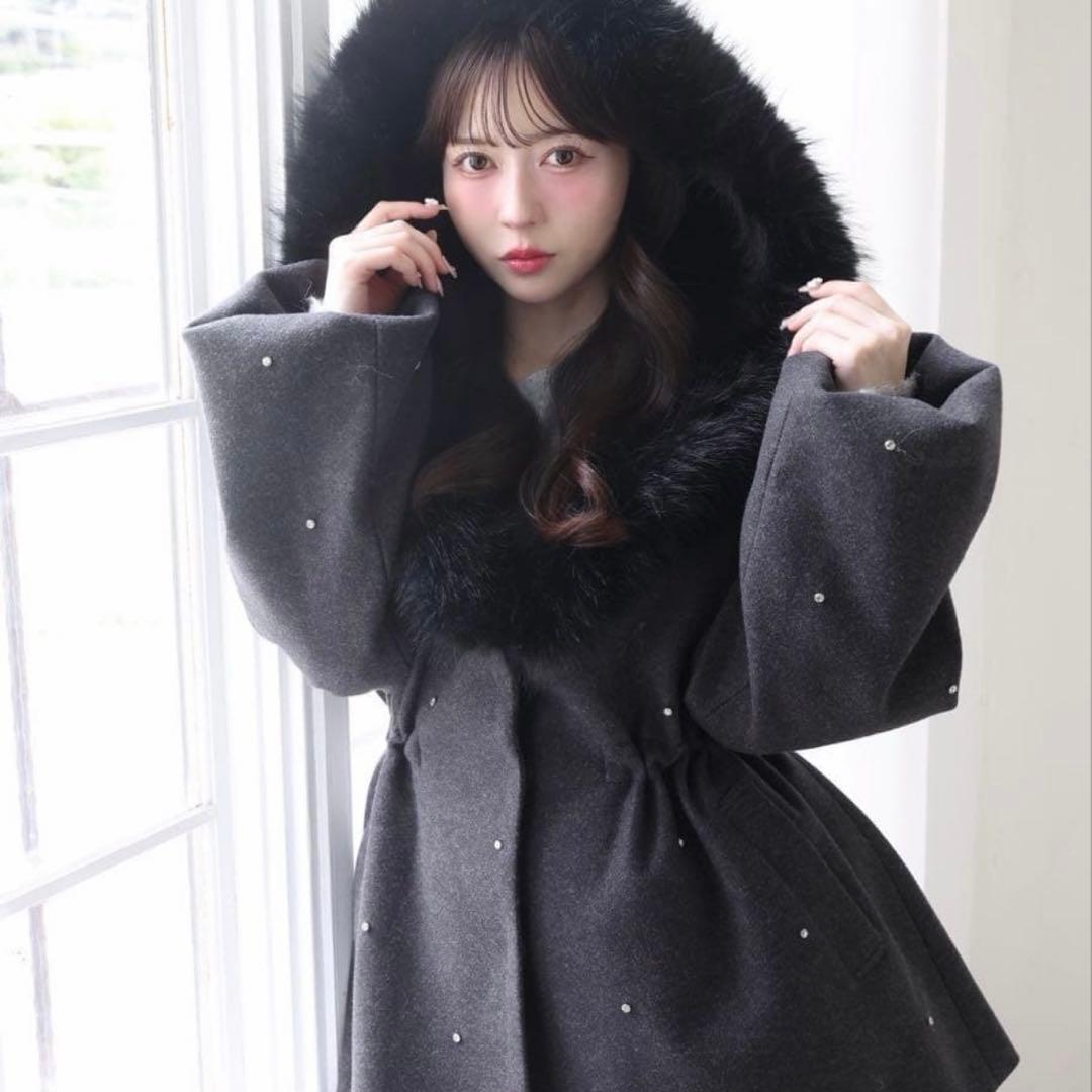 ナイスクラップ ビジュー付き女の子コート