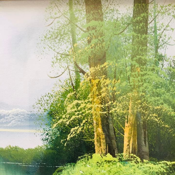 絵画 風景画 油彩 森林 湖畔 Ｆ６号