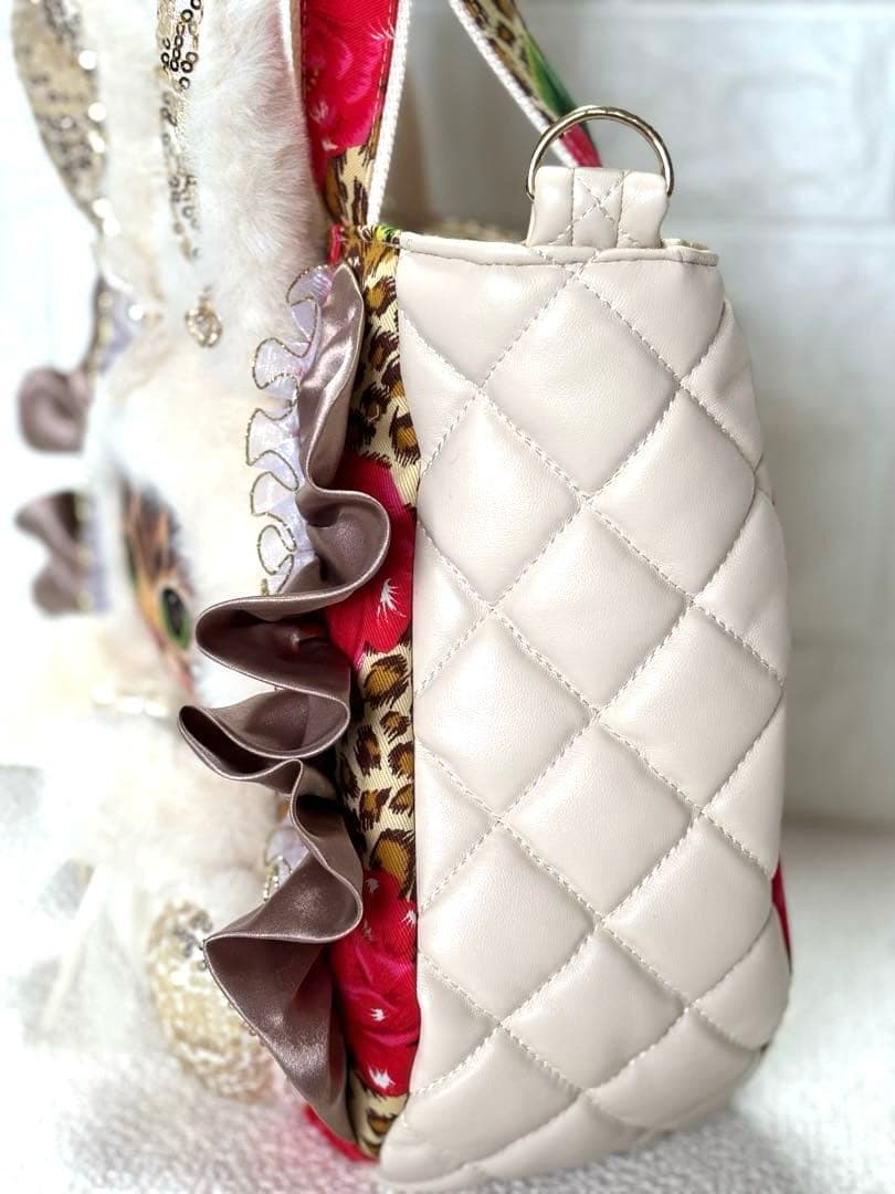 さ*ー様 コヤンイサムチョン　ハンドメイド　フリルトートバッグ　ヒョウ柄　サンダ