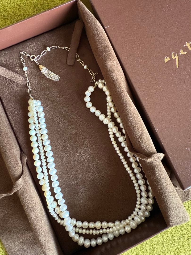 ★ アガット　シルバー　パールネックレス ★