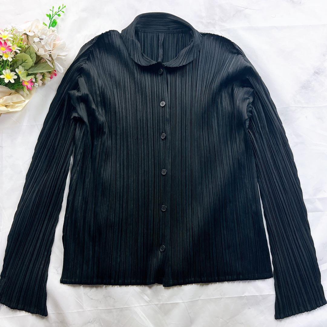 極美品✨PLEATS PLEASE 丸襟 シャツ サイズ4 XL相当 長袖