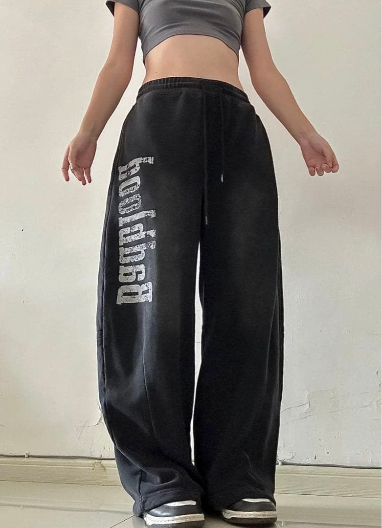 BADBLOOD ワイドパンツ グレー ロゴ オーバーサイズ