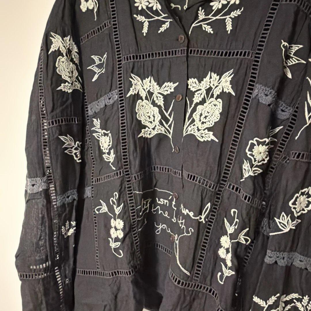 トップス Embroidery Patchwork Shirts