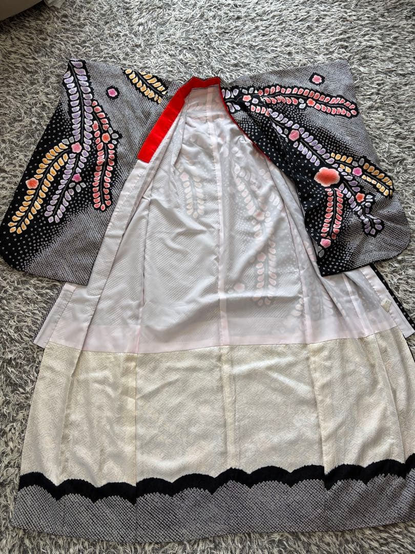 七五三　7歳　四つ身　着物　正絹　総絞り