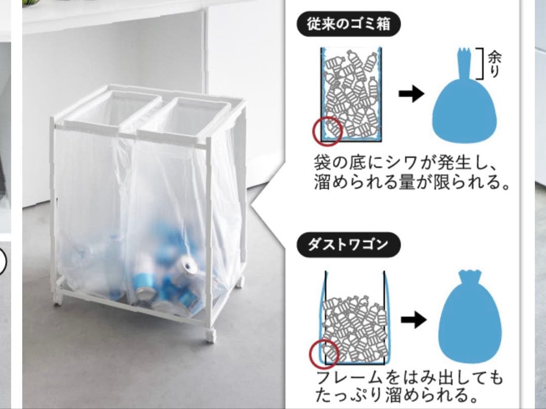 tower 山崎実業　キッチンゴミ箱　蓋付き / 目隠し / ２分別