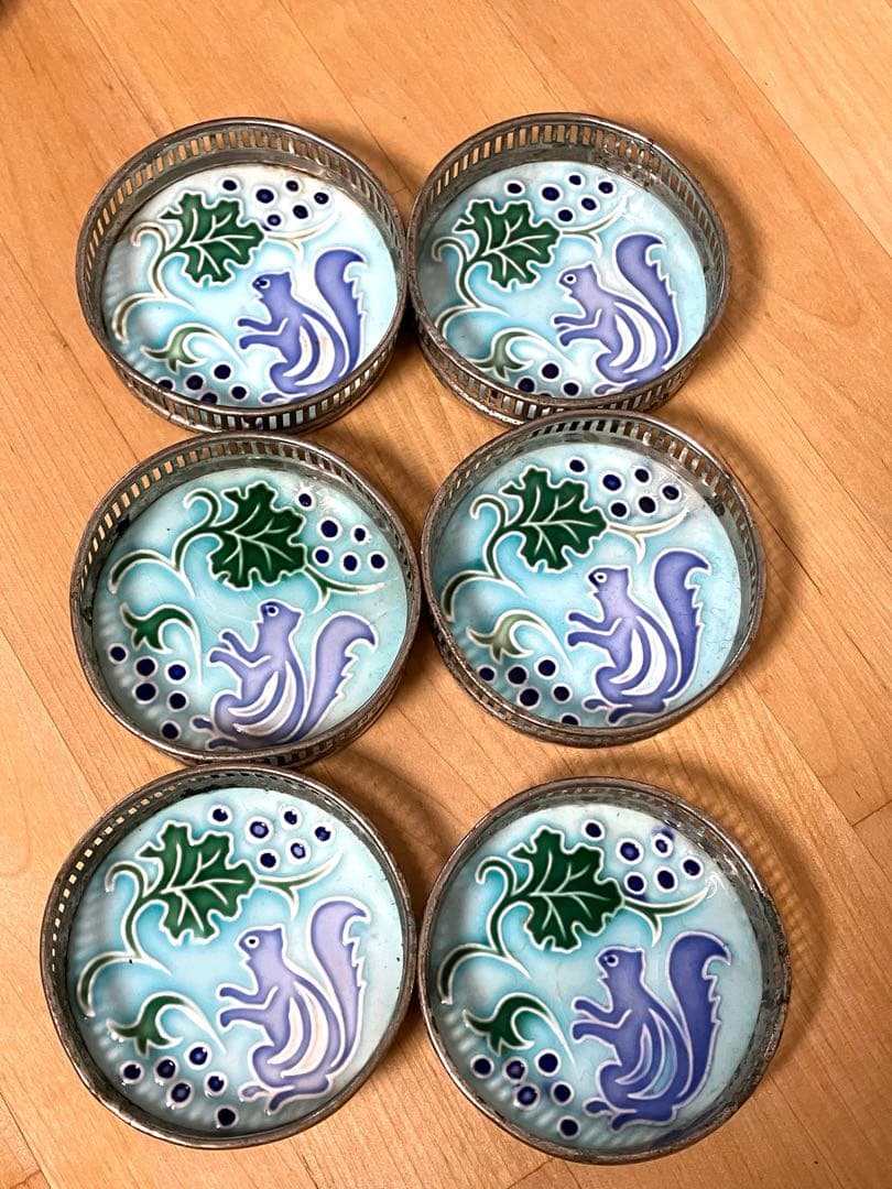 大正〜昭和初期　マジョリカタイル製ガラスコースター