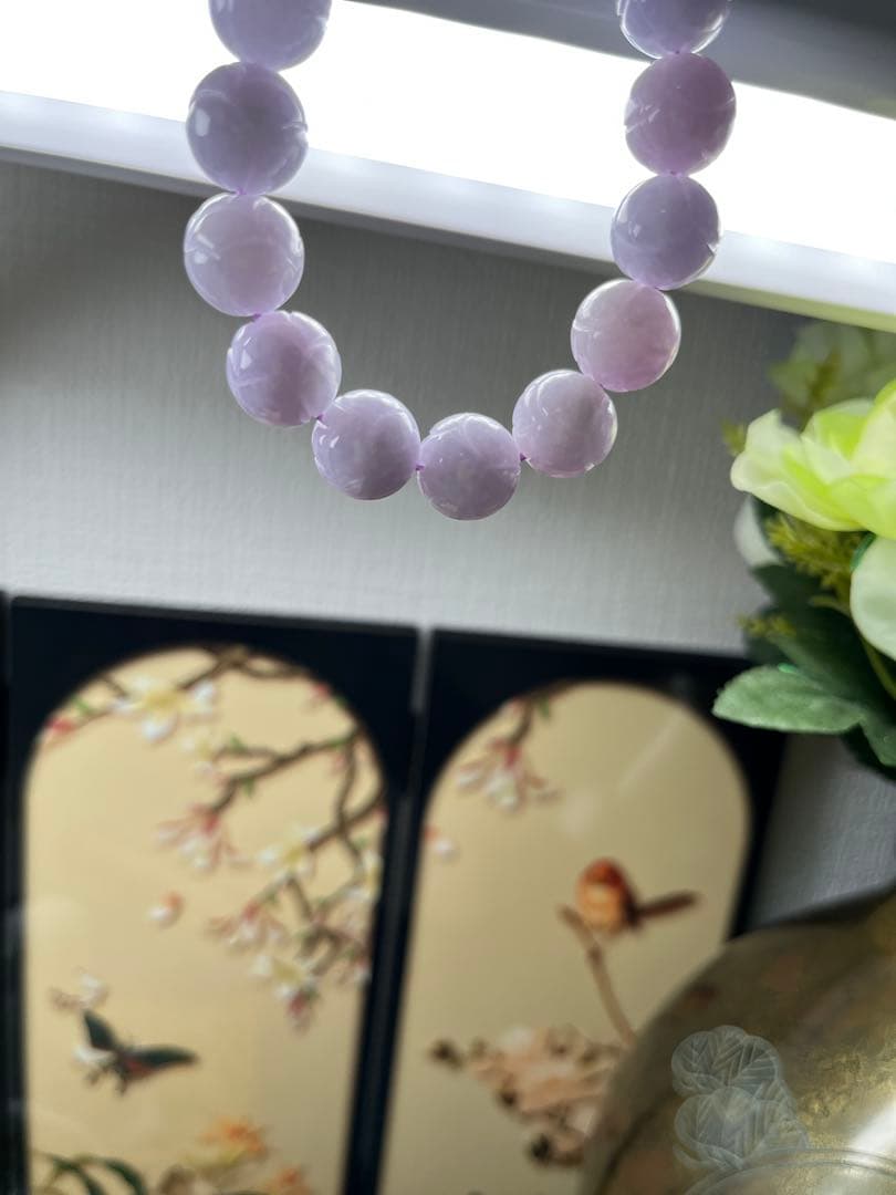 特選コレクションレベル❣️ミャンマー産本翡翠　極上濃紫大粒ブレスレット　鑑定書付き