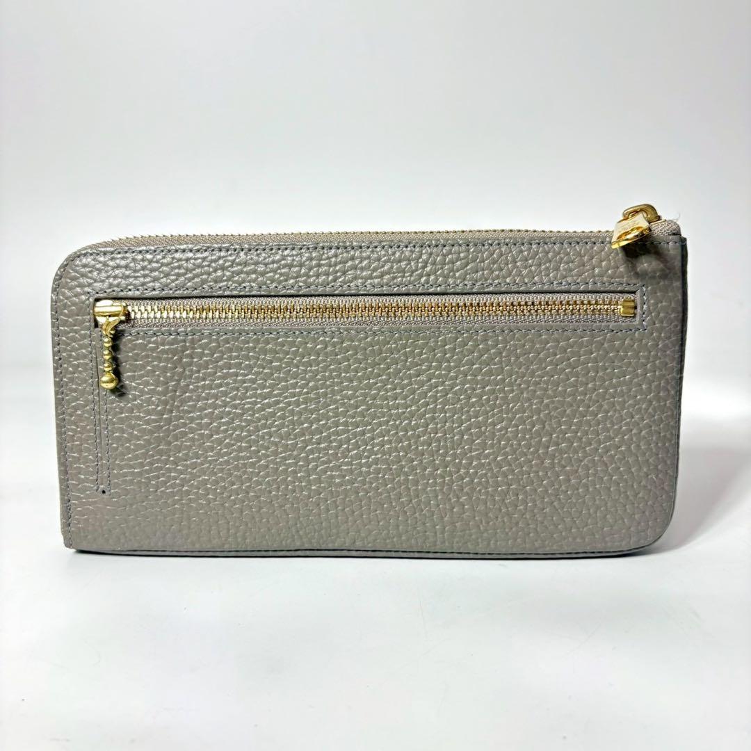 ADMJ　ビジュー　長財布　L字ファスナー　ベージュ　クリスタル.