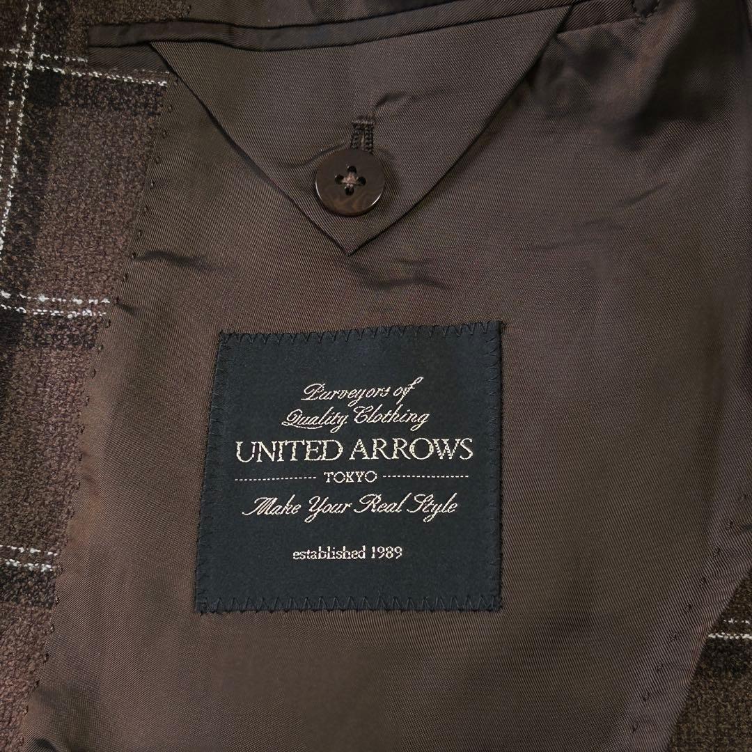 美品 ユナイテッドアローズ ウィンドペン チェック ウール ジャケット48 L