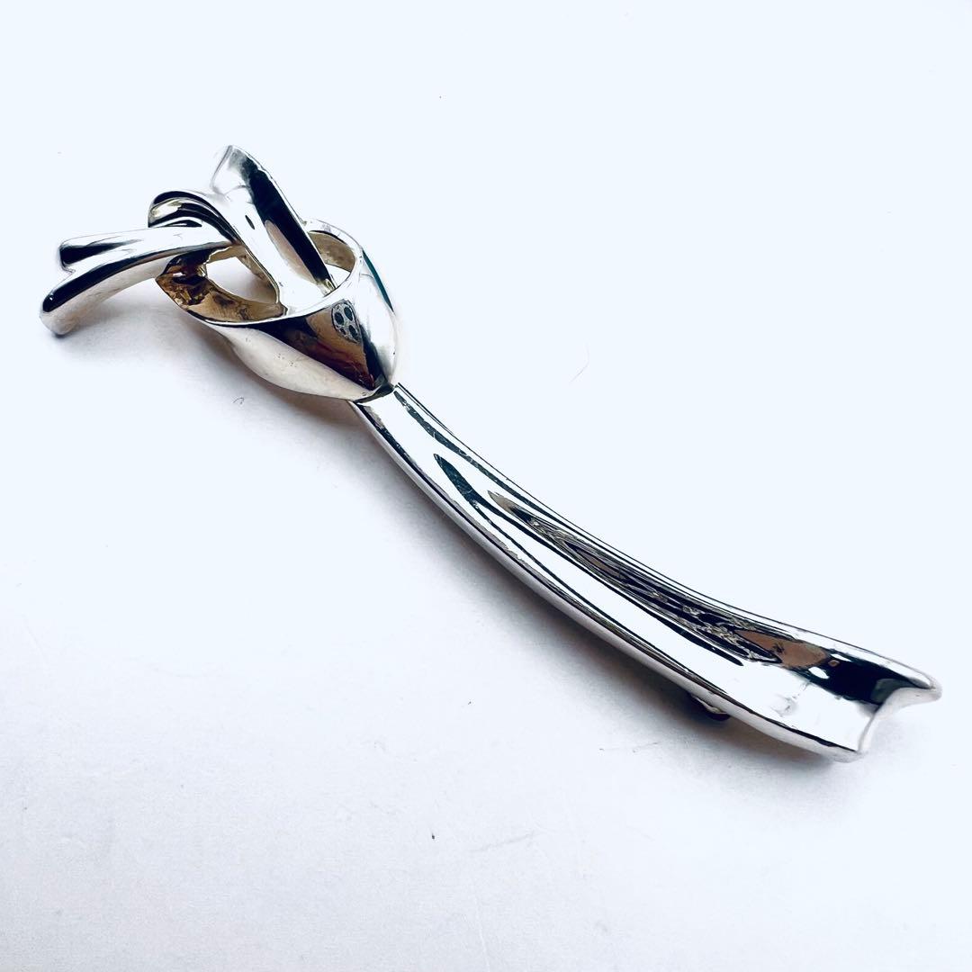 美品✨ティファニー　リボン　ピンブローチ　シルバー　Knot ヴィンテージ