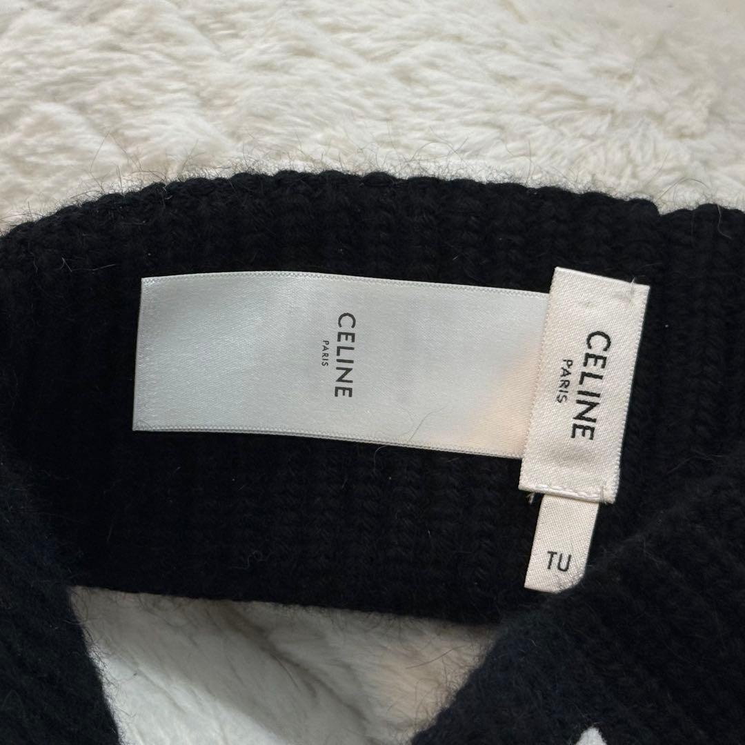 CELINE ブラック ロゴ ヘアバンド ニット ターバン セリーヌ