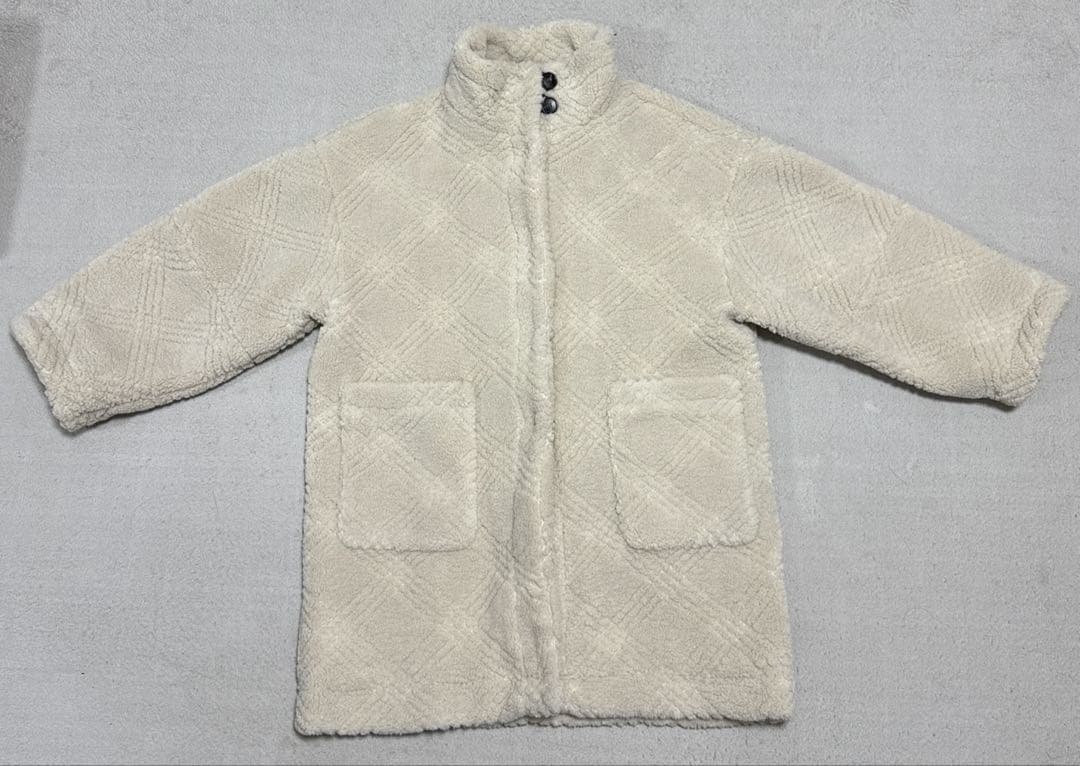 Eaphi checkered boa coat アイボリー