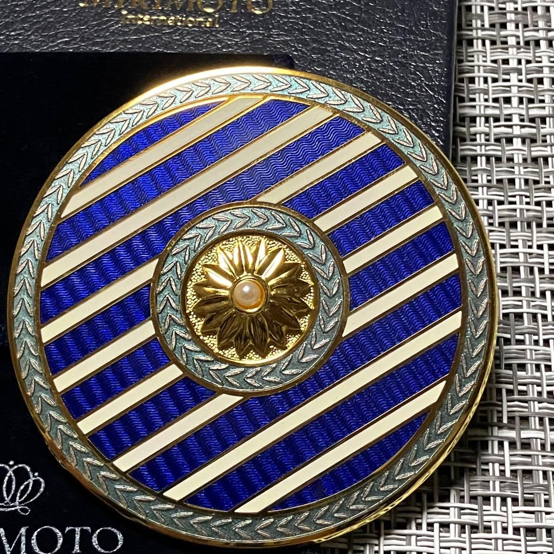 美品 ミキモト MIKIMOTO 真珠 円形 鏡 ミラー