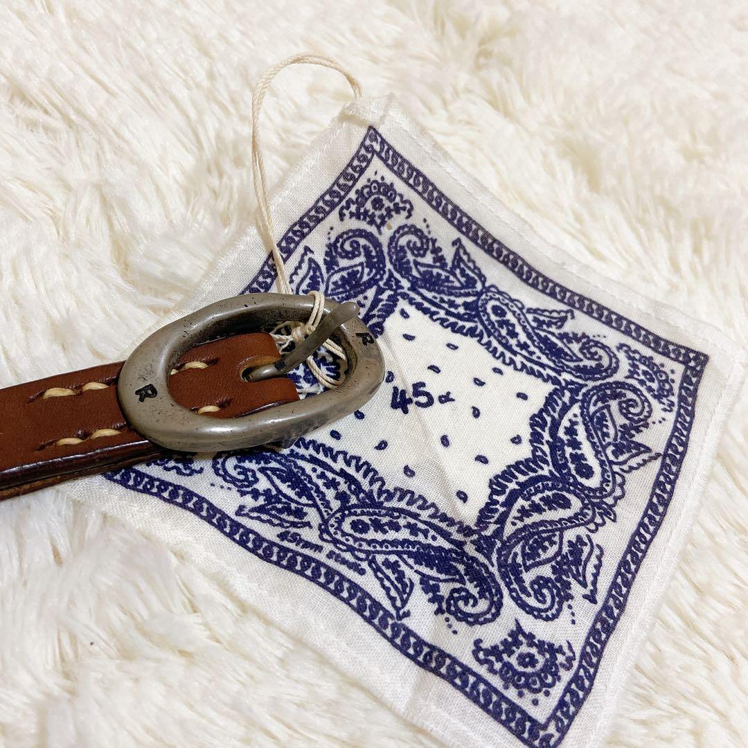 ほぼ新品　45R フォーティファイブアール レザー ベルト ブラウン ロゴ 金具
