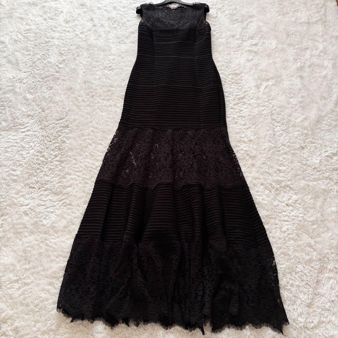 タダシショージ　マキシワンピース　ドレス　レース　切替　ノースリーブ パーティー