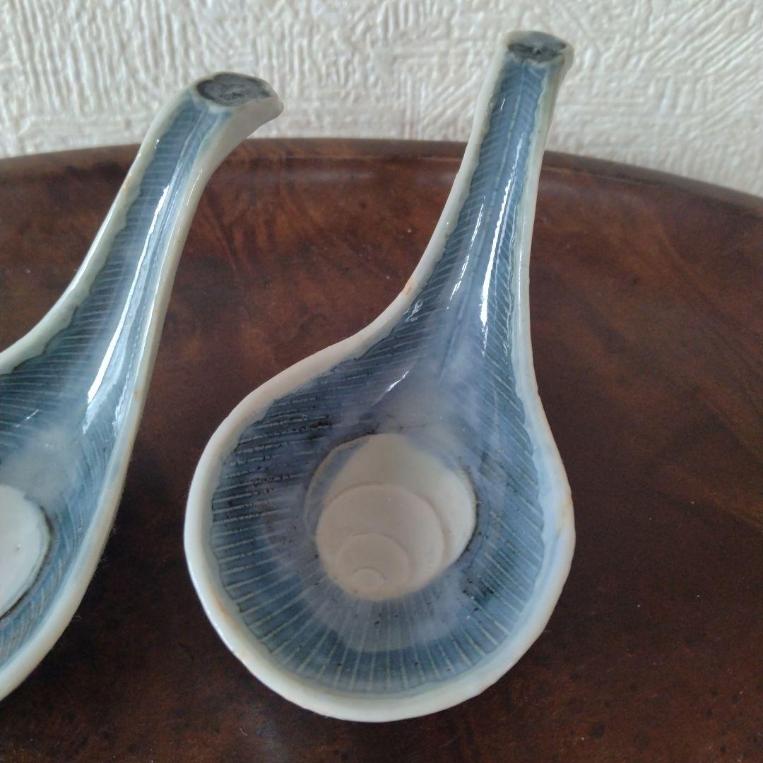 中国古玩青花古染付薄瑠璃宝珠文蓮華二客