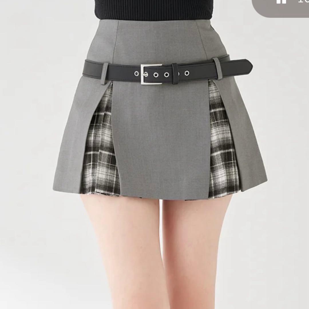 【新品】Darich　チェックドッキングミニスカート　M / GRY