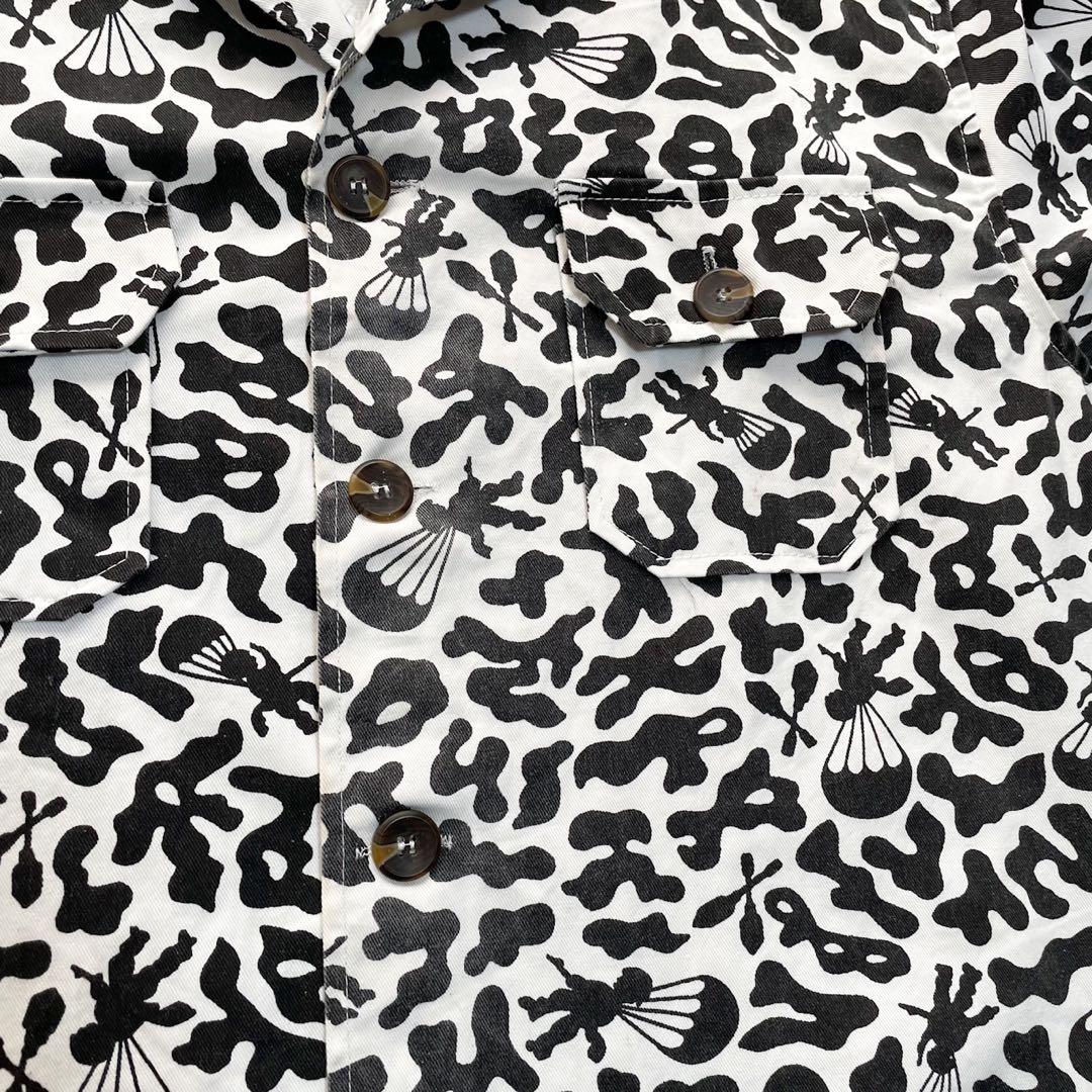 希少 パラシュート柄 韓国軍 実用 バクテリア アメーバカモ 迷彩 シャツ