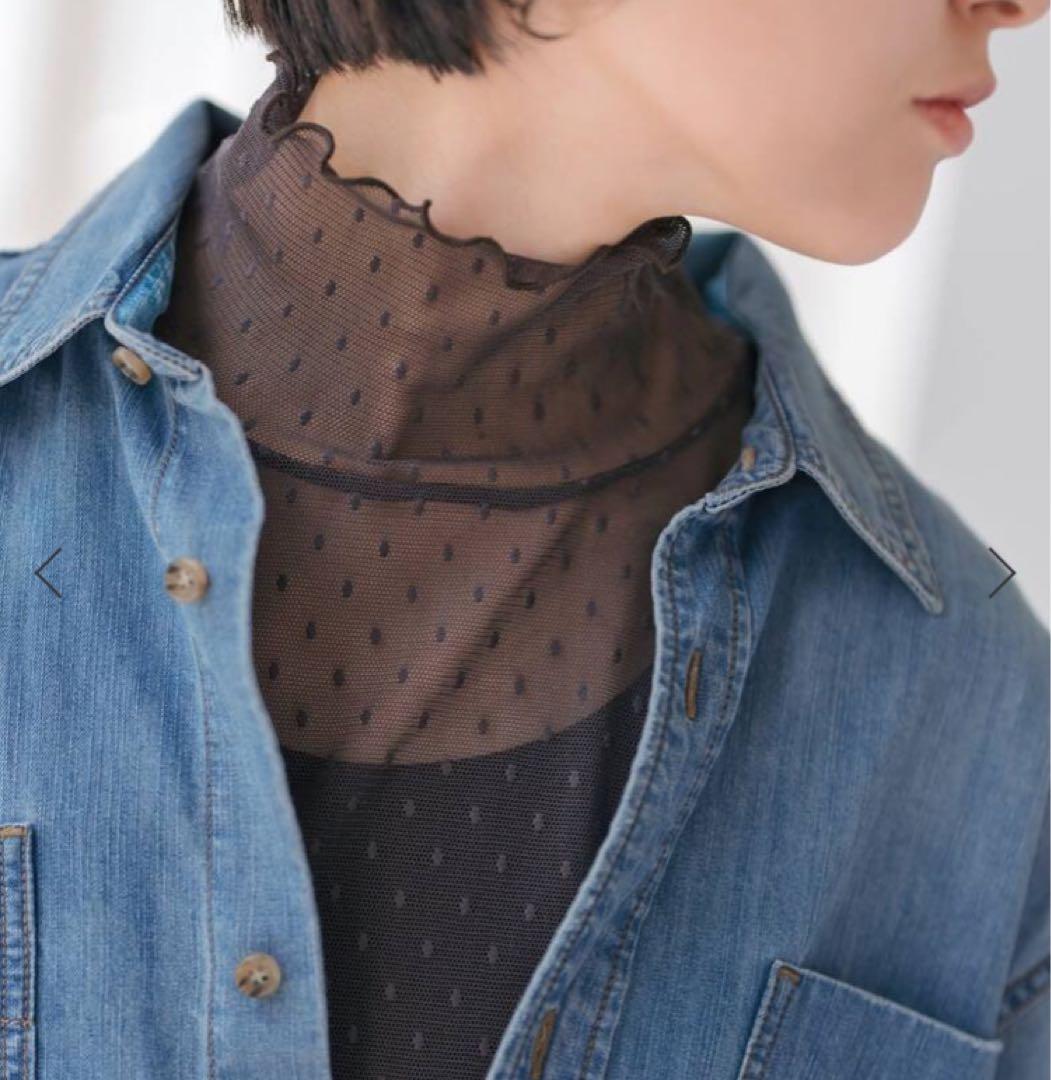 新品タグ付Spick & Spanドットチュールハイネックプルオーバー