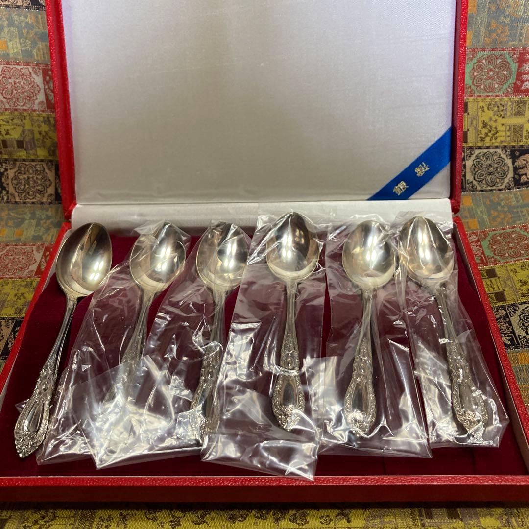 銀製スプーン６本セットシルバー925 箱14.8×20.7 スプーン11.8cm