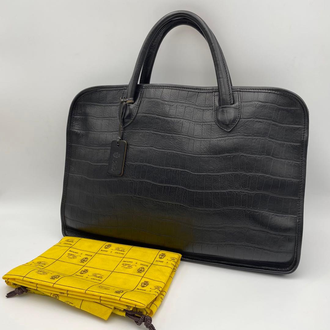 やま様 美品✨フェリージ　ブリーフケース　ビジネス　クロコダイル