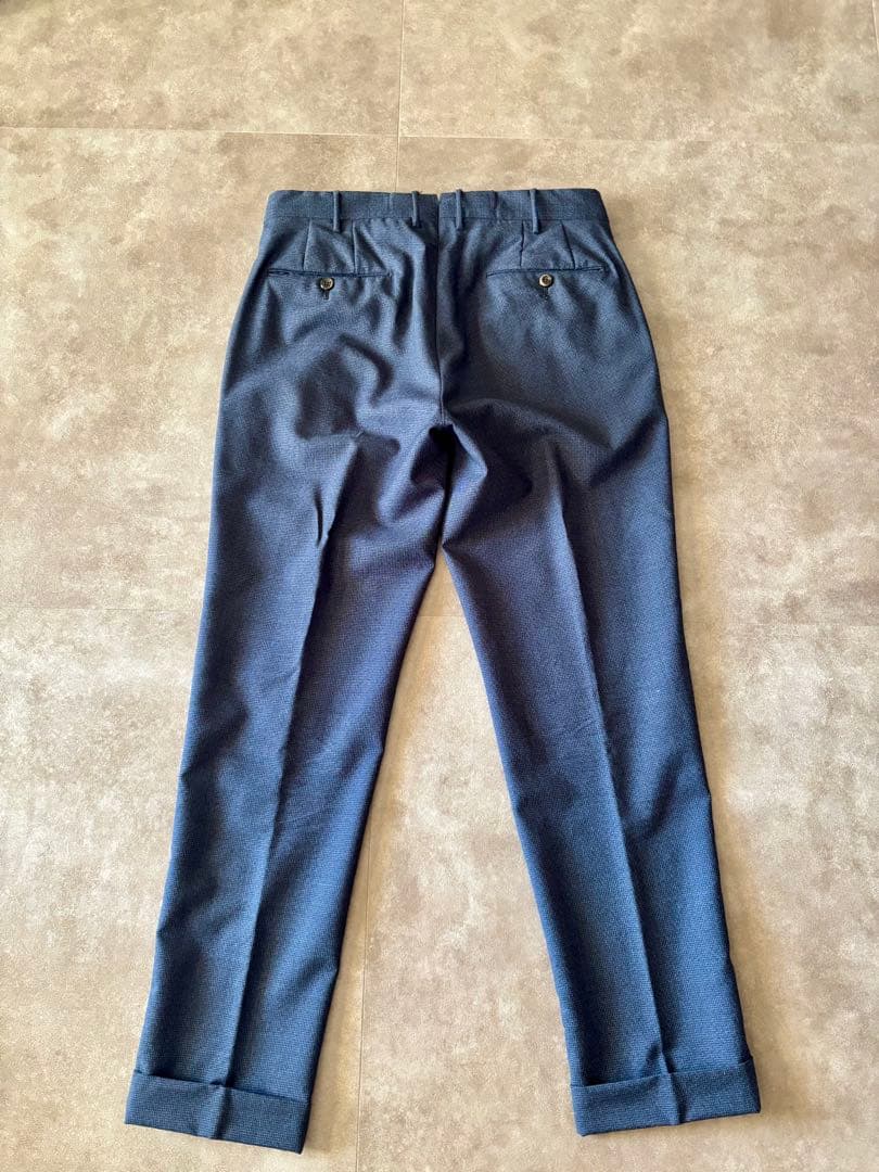 【美品】ピーティートリノ ウールスラックス48 ネイビーブルー