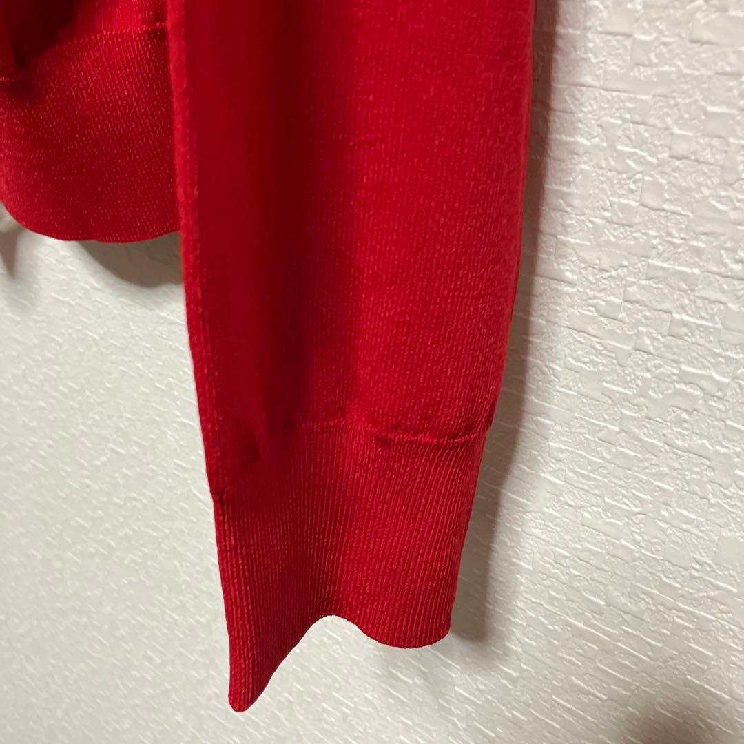 BOUTIQUE MOSCHINOプリーツフリル・リボン付きレッドカーディガン