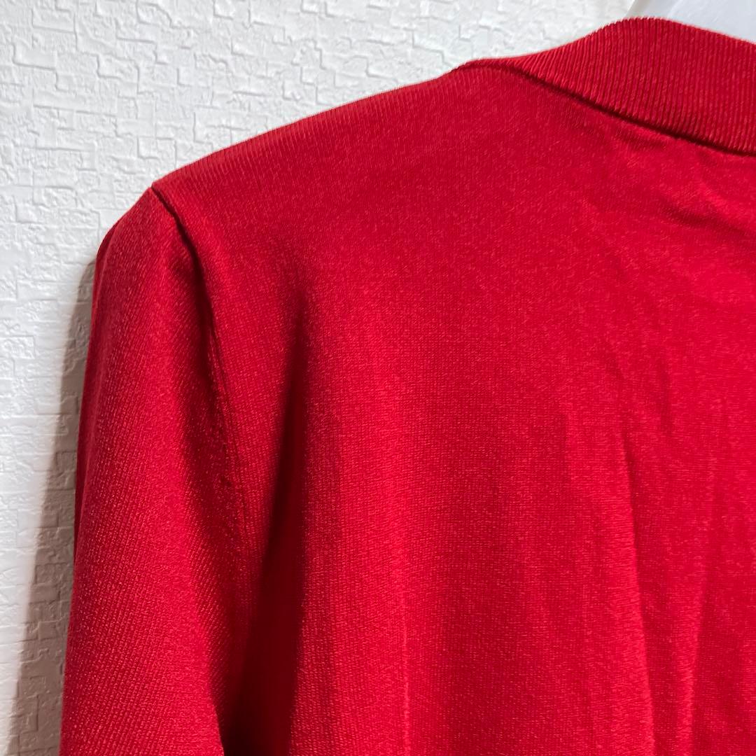 BOUTIQUE MOSCHINOプリーツフリル・リボン付きレッドカーディガン