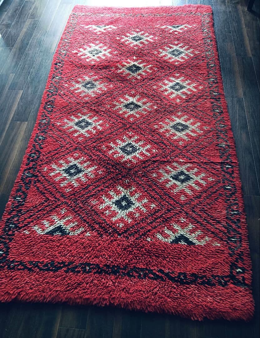 冬用　長毛のブルガリビンテージラグ♪上質ウール　アフガニスタン　トルクメン