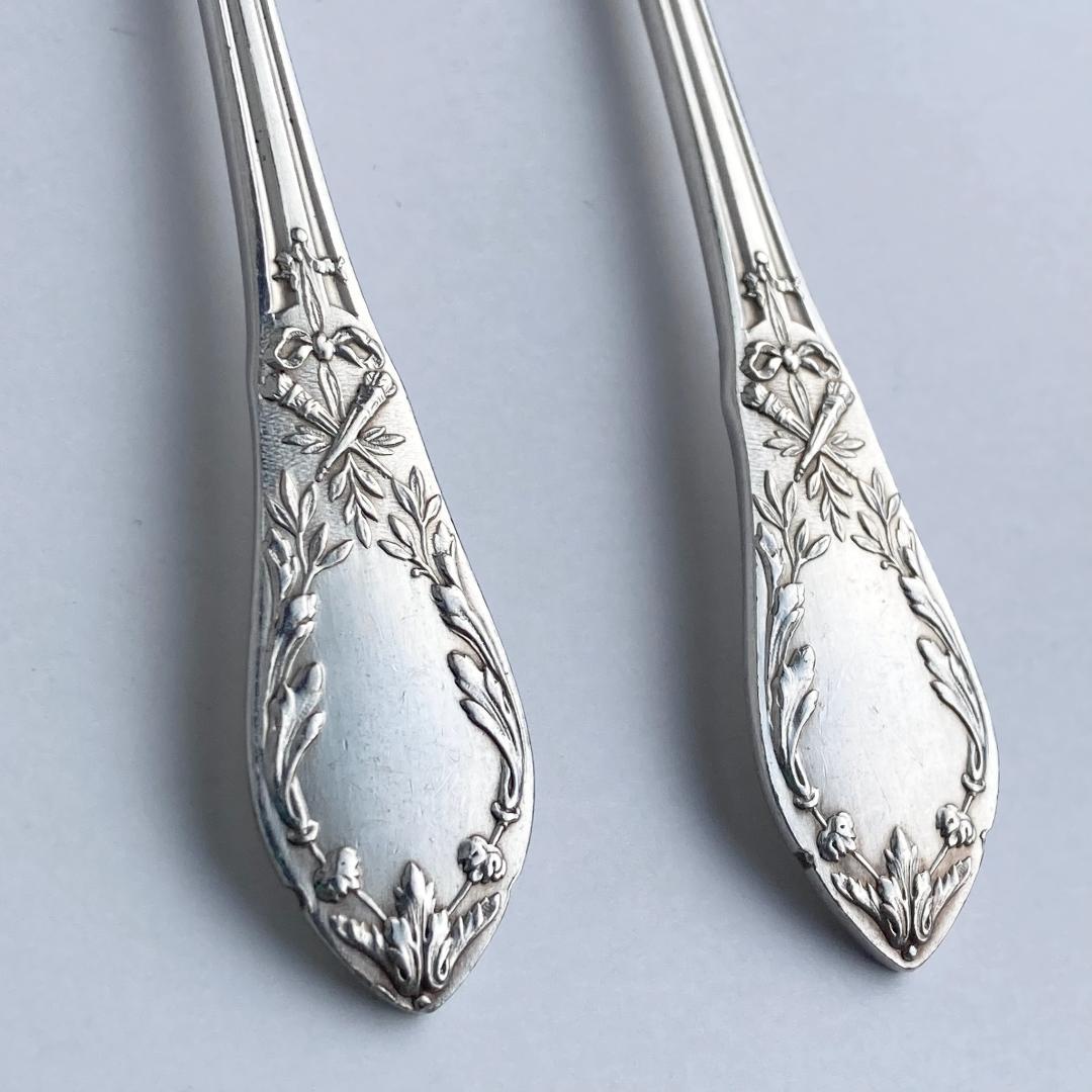 【専用出品】フランスアンティーク＊リボン＆トーチ デザートフォーク 4本