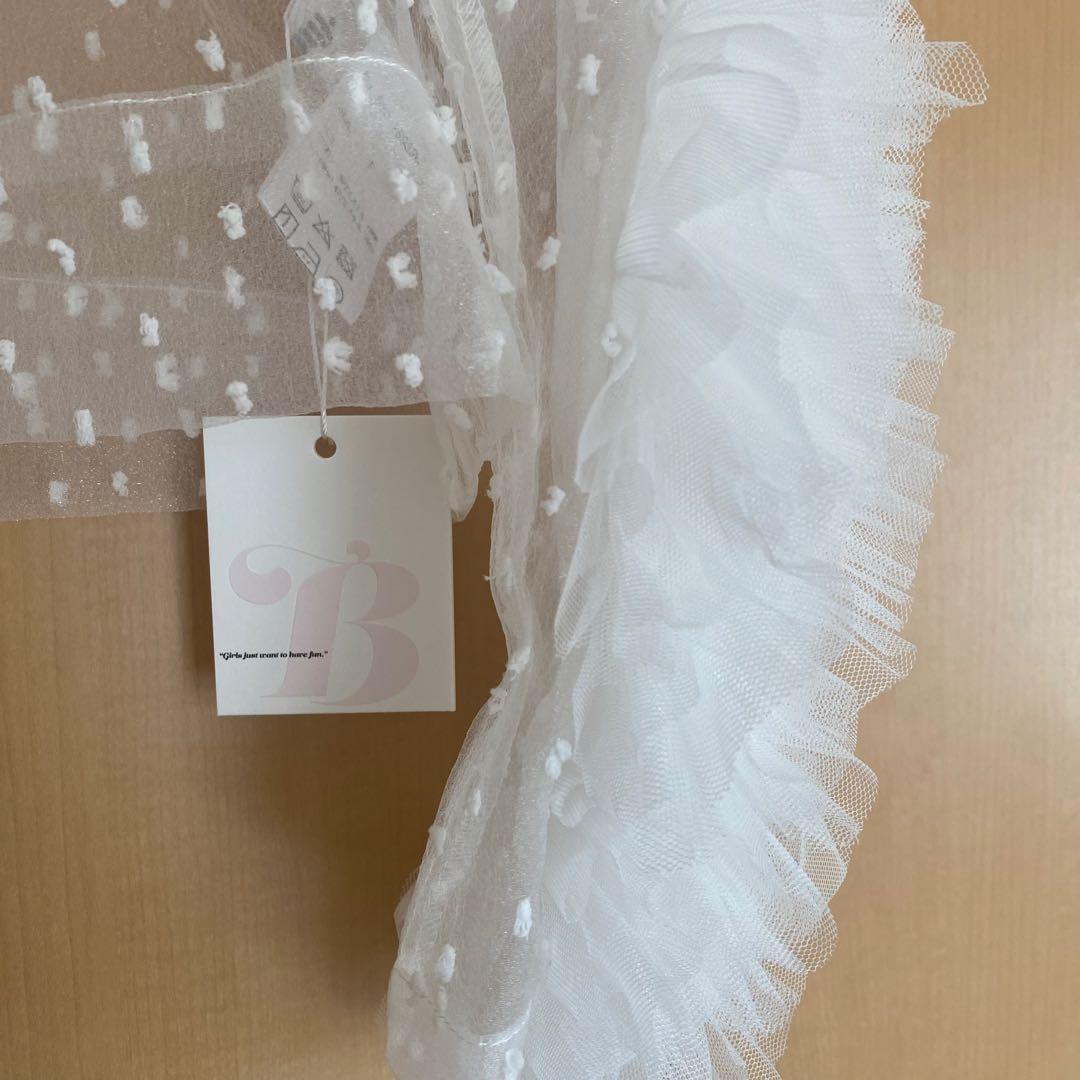 新品bibiy. CAMILLE SHEER TOP ホワイトチュールトップス