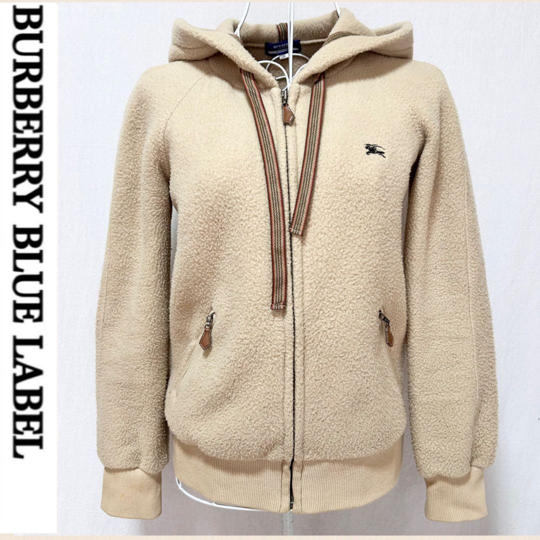 美品 バーバリー ブルーレーベル パーカー ジップアップ ジャケット フード付き