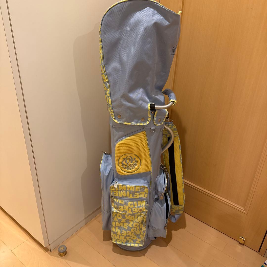 青・黄色 ロゴ入りキャディバッグ