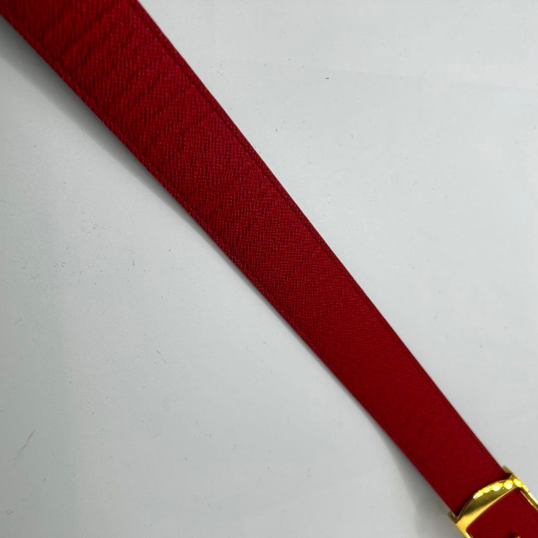 美品　LOUIS VUITTON モノグラム　LV金具　ベルト　レッド　ブラウン