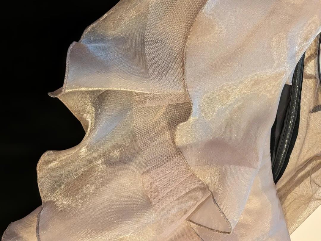 エレガントなフリル付きロングドレス